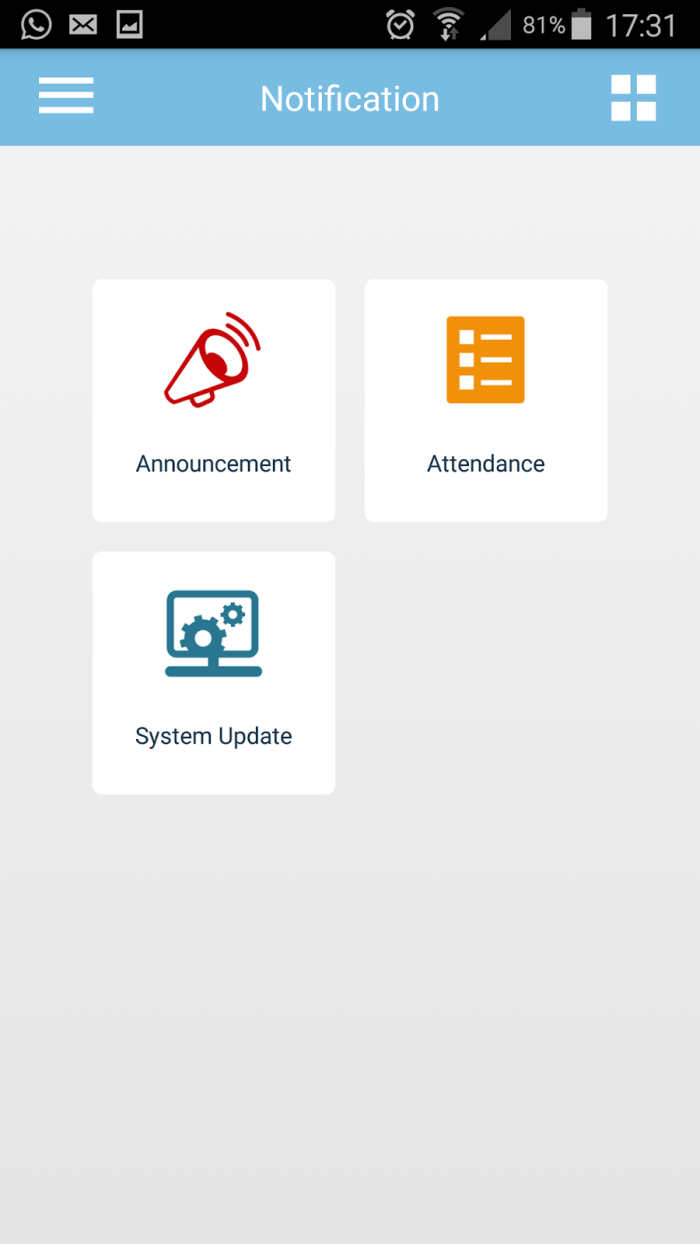 Set attendance monitoring notification or send company announcement to all users at any time via TimeTec mobile application.